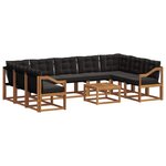 vidaXL Ensemble de canapés d'extérieur 10 pc Naturel et Noir