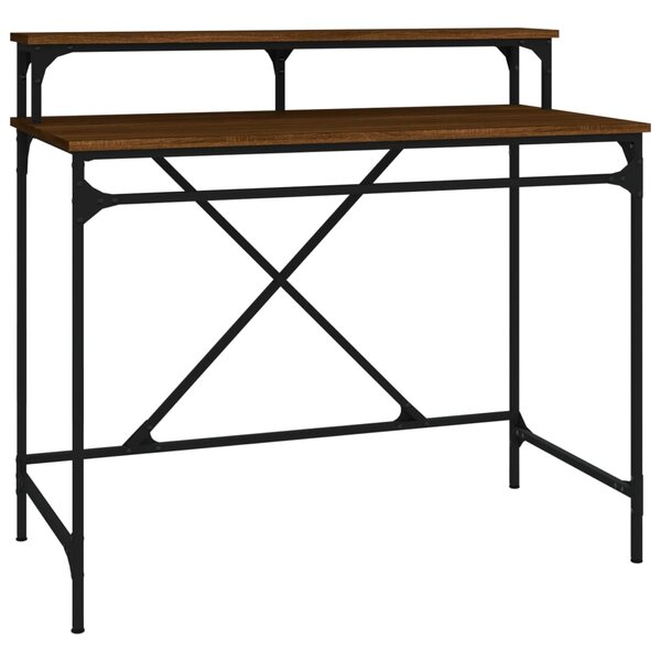 vidaXL Bureau chêne marron 100x50x90 cm bois d'ingénierie et fer