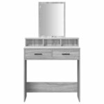 vidaXL Table de Toilette avec tiroir Gris Sonoma 79 x 41 x 140 cm
