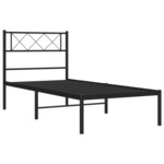 vidaXL Cadre de lit métal avec tête de lit noir 75x190 cm