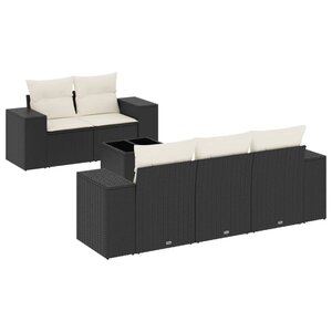 vidaXL Salon de jardin 6 Pièces avec coussins noir résine tressée
