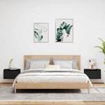 vidaXL Tables de chevet murales avec lumières LED 2 Pièces noir
