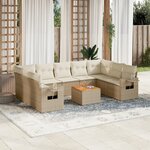 vidaXL Salon de jardin avec coussins 10 Pièces beige résine tressée