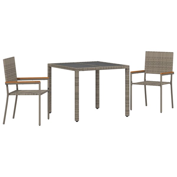 Ensemble de Salle à Manger de Jardin vidaXL 3 Pièces Gris Poly Rattan
