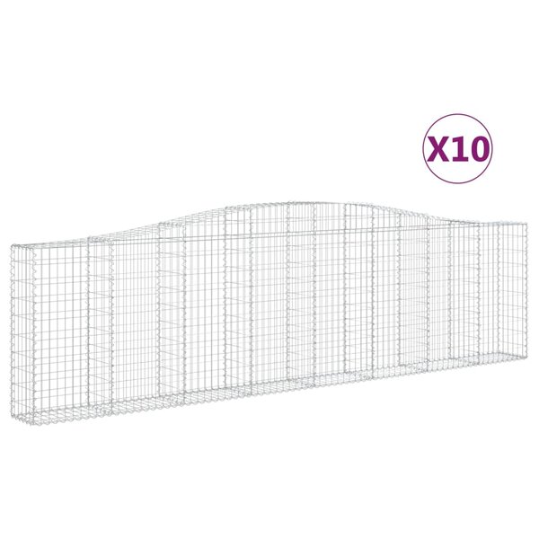 vidaXL Paniers à gabions arqués 10 Pièces 400x30x100/120 cm Fer galvanisé