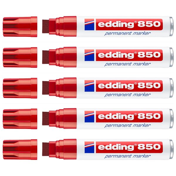 Marqueur Permanent 850 Rouge Corps Alu Pointe Large 5-15 mm x 5 EDDING