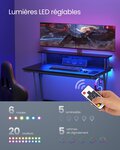 Bureau gaming avec led et multiprise table gamer bureau informatique avec rehausseur d’écran pour 2 ordinateurs pour chambre noir 12_0004634