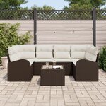 vidaXL Ensemble de canapé de jardin 7 pièces avec coussins Marron Poly Rotin