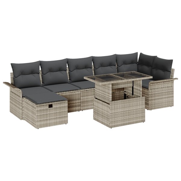 Ensemble de Sofas de Jardin vidaXL 8 Pièces avec Coussins Gris Clair Poly Rotin