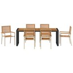 Ensemble de salle à manger de jardin vidaXL 7 pièces en poly rotin beige et acacia