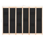 vidaXL Cloison de séparation 6 panneaux Noir 240 x 170 x 4 cm Tissu