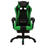Chaise fauteuil siège pivotante de bureau informatique étude de jeux vidéo avec LED RVB et similicuir vert 02_0024216