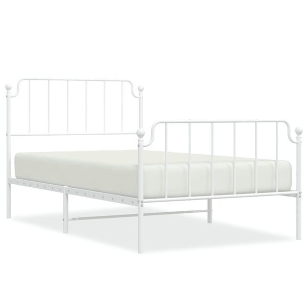 vidaXL Cadre de lit métal avec tête de lit/pied de lit blanc 107x203cm