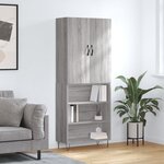 vidaXL Buffet haut Sonoma gris 69 5x34x180 cm Bois d'ingénierie