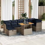 vidaXL Salon de jardin 8Pièces avec coussins marron résine tressée acacia
