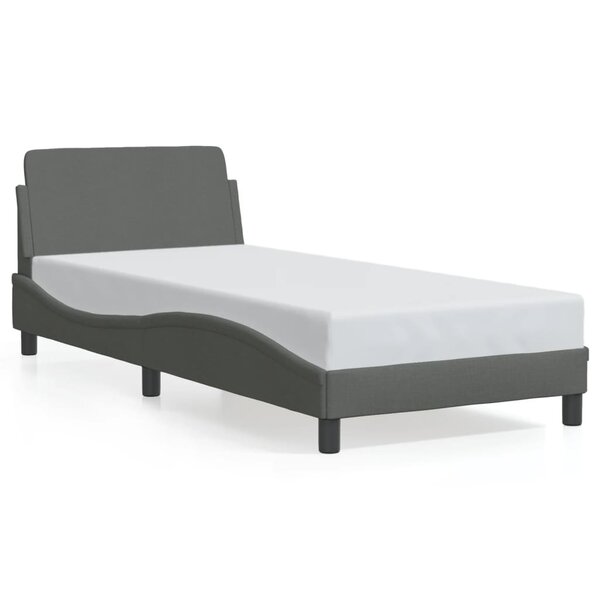 vidaXL Cadre de lit Dover gris foncé 90x190 cm tissu