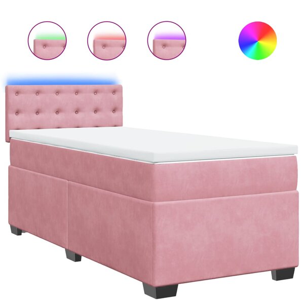 vidaXL Sommier à lattes de lit avec matelas Rose 90x190 cm Velours