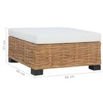 vidaXL Repose-pied avec coussin Rotin naturel