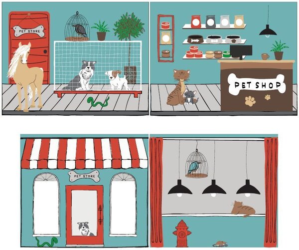 Rideau pour lit en hauteur en 4 parties Animalerie