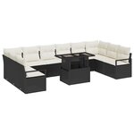 Ensemble de Canapé de Jardin de 11 Pièces avec Coussins en Rattan Poly Noir