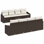 vidaXL Ensemble de canapé de jardin avec coussin 7 Pièces Marron  Crème