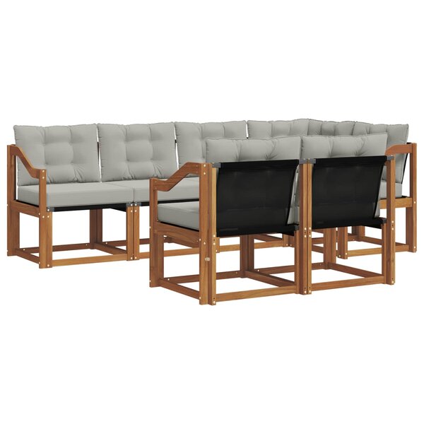 vidaXL Ensemble de canapés d'extérieur 7 pc Gris Naturel et Clair