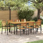 vidaXL Ensemble de Salle à Manger de Jardin 9 Pièces en Bois Massif d'Acacia et Métal