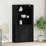 vidaXL Meuble haut chêne noir en bois reconstitué
