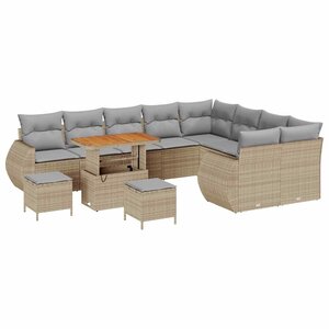 vidaXL Ensemble de canapé de jardin 12 Pièces Beige polyrotin
