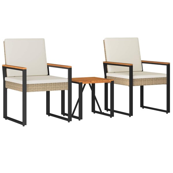 vidaXL Ensemble de meubles d'extérieur 3 Pièces Beige et blanc crème