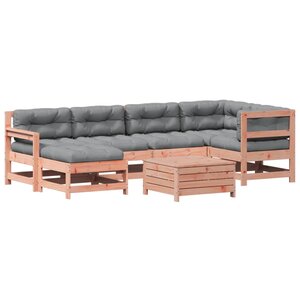 vidaXL Salon de jardin 7 Pièces avec coussins bois massif douglas