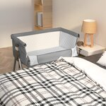 vidaXL Lit pour bébé avec matelas Gris foncé Tissu de lin