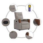 vidaXL Fauteuil inclinable de massage Taupe Tissu