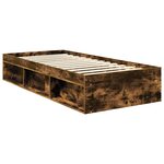 vidaXL Cadre de lit avec tête de lit Chêne fumé 90 x 200 cm Pin massif