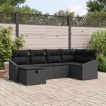 vidaXL Ensemble de 6 canapés de jardin avec coussins noir poly rattan