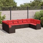 vidaXL Ensemble de canapé de jardin 10 Pièces Marron et rouge polyrotin