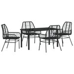 vidaXL Ensemble de salle à manger de jardin 5 pièces en poly rotin noir