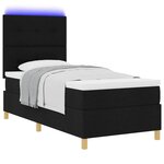 vidaXL Lit à ressort LED avec matelas Noir 90 x 200 cm tissu