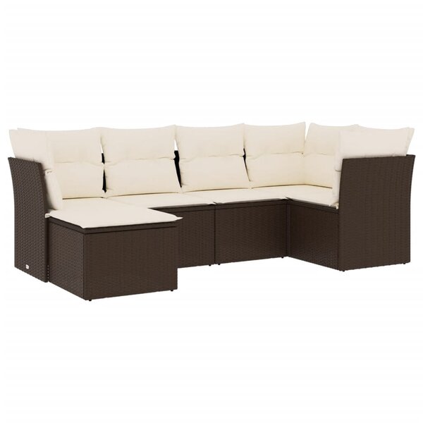 vidaXL Salon de jardin avec coussins 6 Pièces marron résine tressée