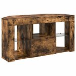 vidaXL Meuble TV LED d'Angle Montage mural Chêne fumé 105 x 40 x 50 cm