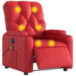 vidaXL Fauteuil de massage inclinable électrique rouge similicuir