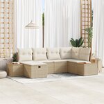 vidaXL Ensemble de canapé de jardin 6 pièces avec coussins beige poly rattan