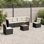 vidaXL Salon de jardin 7 Pièces avec coussins noir résine tressée