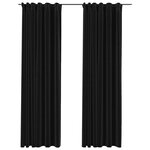 vidaXL Rideaux occultants aspect lin crochet 2Pièces Anthracite 140x245cm