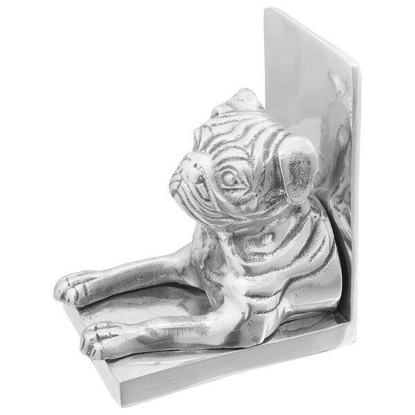 Serre-livres vidaXL 2 Pièces Argent 12x15x18 cm Aluminium Chien