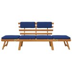 vidaXL Banc de jardin avec coussins 2-en-1 190 cm Bois solide d'acacia