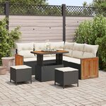 vidaXL Ensemble de canapé de jardin avec coussin 8 Pièces Noir et Crème