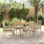 vidaXL Ensemble de salle à manger de jardin 5 pièces avec coussins beige en polyrotin