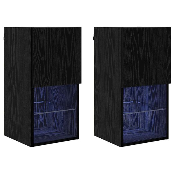 vidaXL Meubles TV muraux 2 Pièces Chêne noir 30 5 x 30 x 60 cm