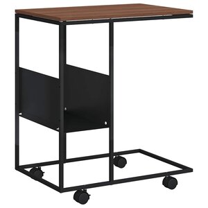 vidaXL Table d'appoint avec roues noir 55x36x63 5 cm bois d'ingénierie